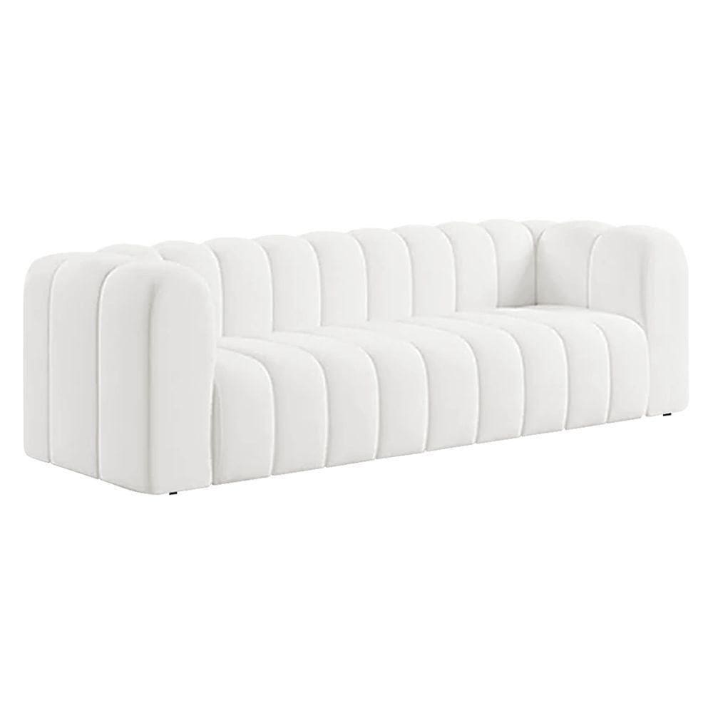 Sofá 3 Lugares 200cm Orgânico Luxo Recepção Giordana Bouclé Branco