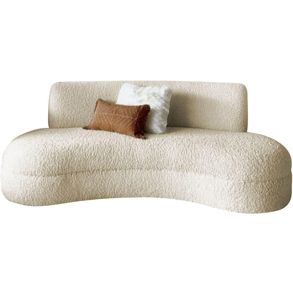 Sofá Divã Curvo Sala De Estar Maria 180 Cm Bouclé Adj Decor Bege