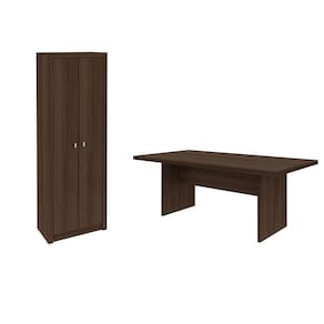 Escritório Com Mesa Para Computador 2 Portas Carvalho