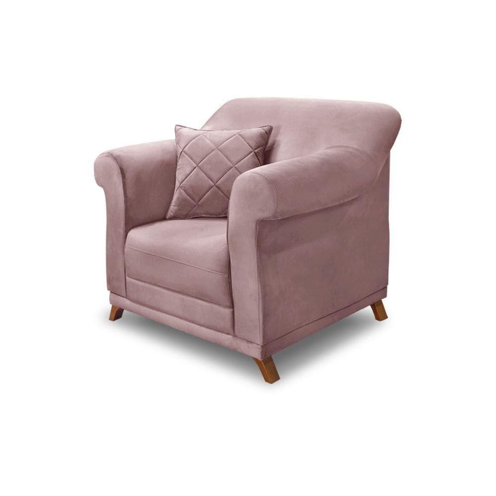 Poltrona Decorativa C/1 Almofada Veludo Lilás