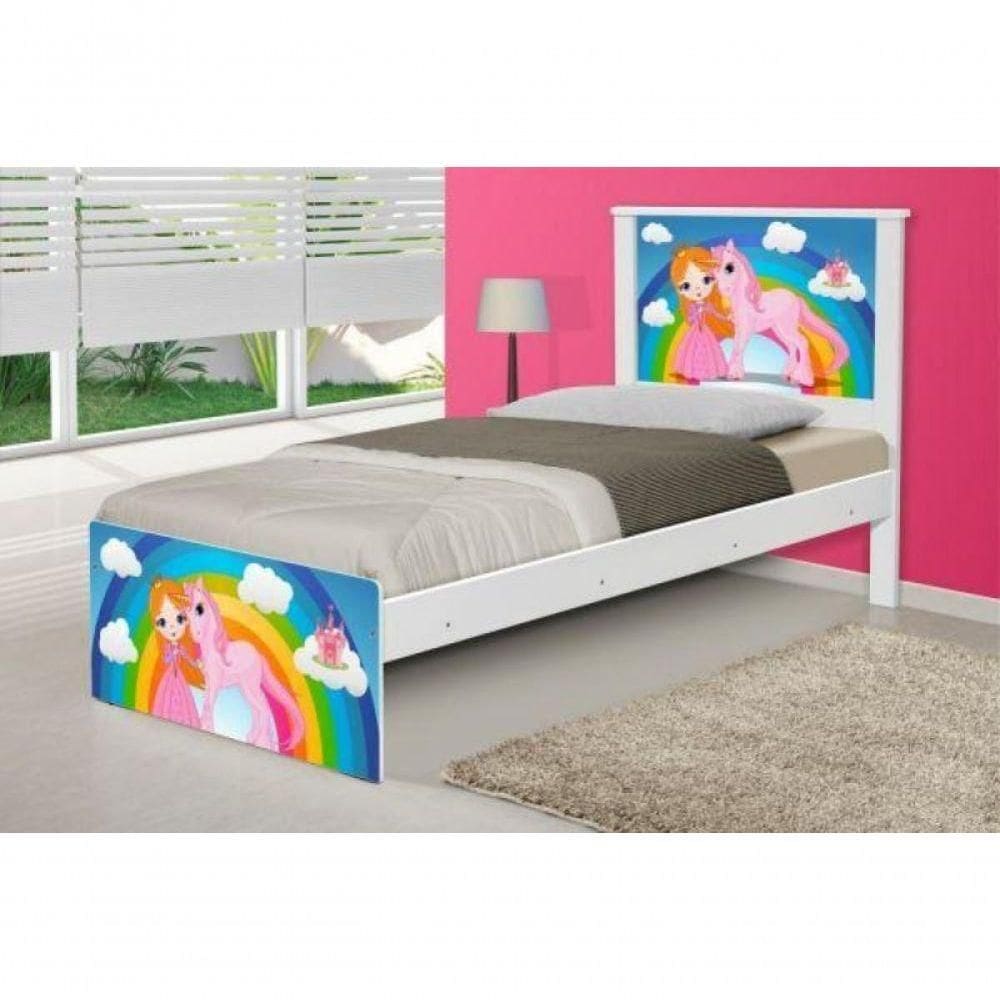 Cama Juvenil Barcelona Princesa E Unicórnio Com Colchão