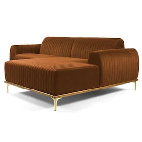 Sofá 245cm 4 Lugares Com Chaise DireitoMolino Veludo Telha