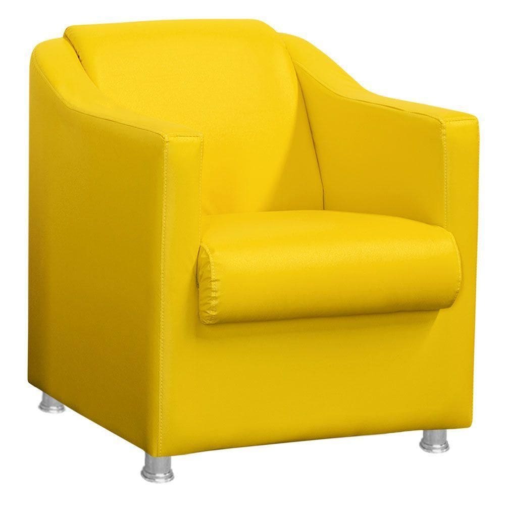 Poltrona Decorativa Tilla Sala E Escritório Corino Amarelo