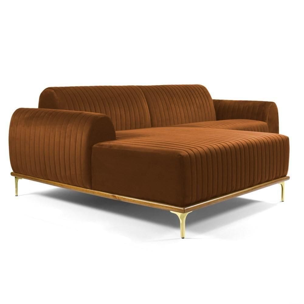 Sofá 265cm 4 Lugares Chaise Esquerdo Pés Gold B-262 Telha