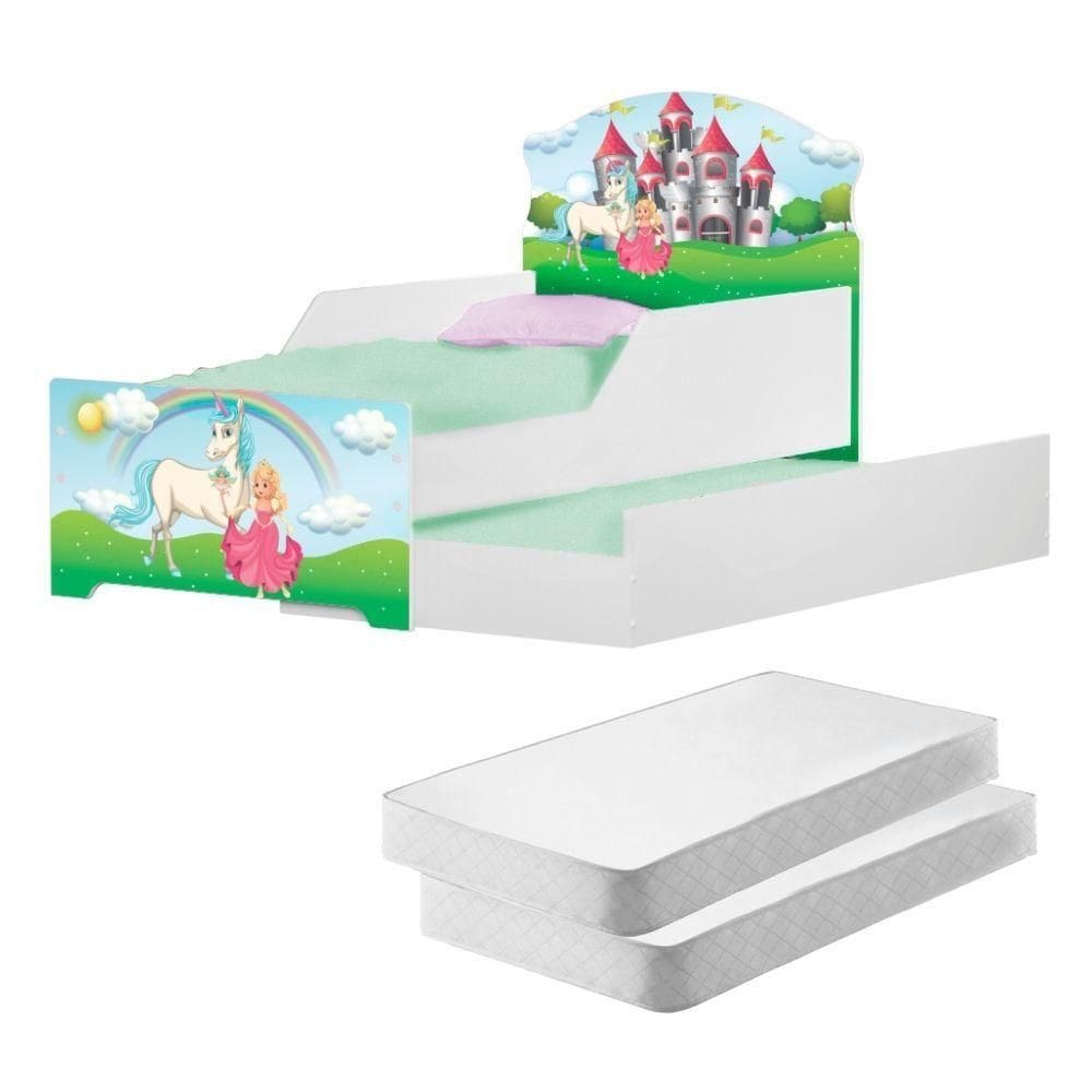 Mini Cama Infantil Com Auxiliar Reino Princesa Com Colchões