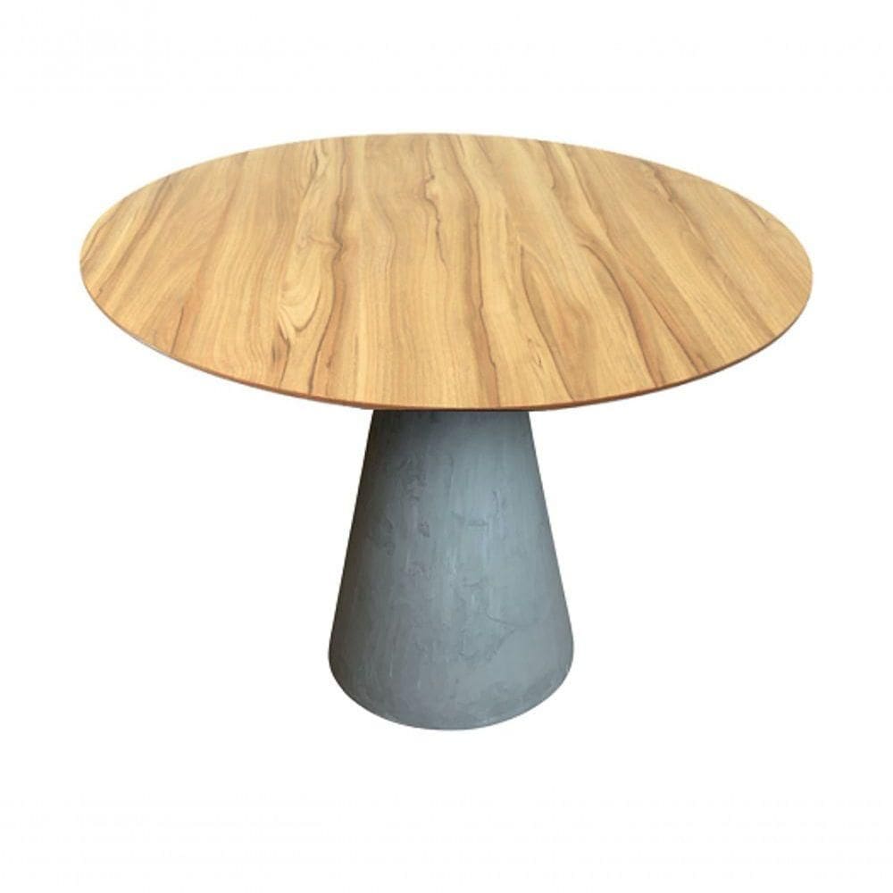 Mesa De Jantar Cone Cimento Rústico 160cm Tampo Nogueira