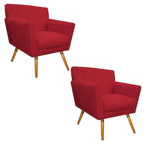 02 Poltronas Laura Palito Mel Suede Vermelho