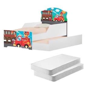 Mini Cama Infantil Com Auxiliar Bombeiro Com Colchões