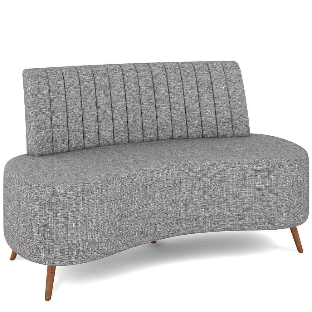 Sofá Chaise Living 2 Lugares 135cm Para Sala Cayman K01 Linho Cinza