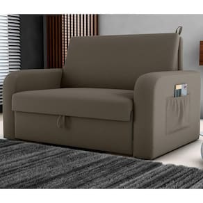 Sofá Cama Com Baú 2 Lugares Harry Veludo Maserati Marrom