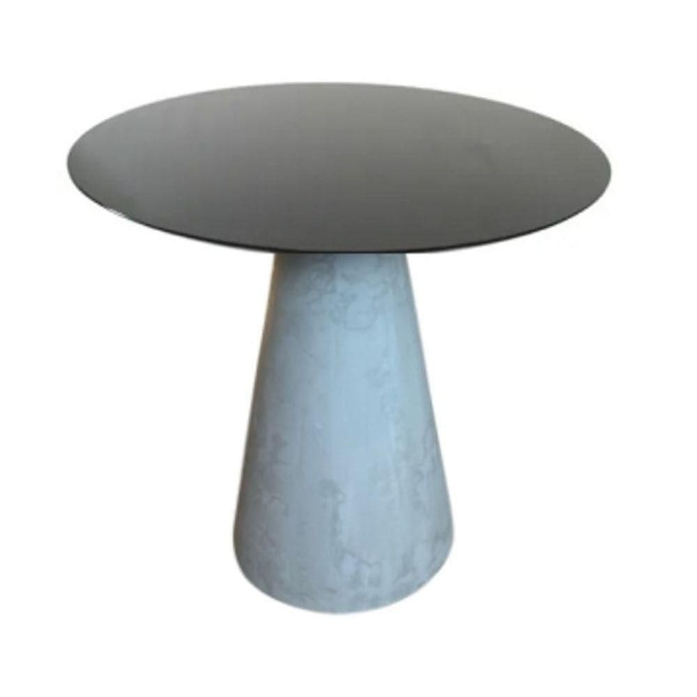 Mesa Lateral Cone Cimento Rústico Tampo Laqueado 51 Cm Preto