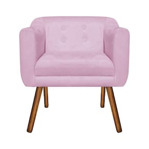 Poltrona Decorativa Julia Suede Rosa Bebê Pés Palito