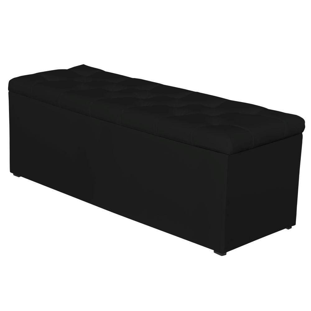 Calçadeira Baú 140Cm Paris Corino Preto - Js Móveis