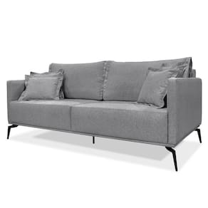 Sofá 2 Lugares 180cm Pés De Metal Vecchia S06 Linho Cinza - Mpozenato