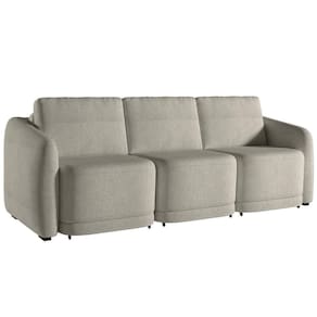 Sofá Cama Para Sala De Estar 3 Lugares 276cm Montserrat K01 Bouclê Bege - Lyam Decor