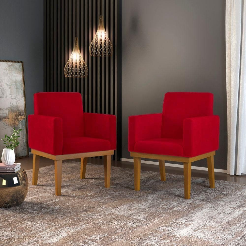 Kit 2 Poltronas Reforçadas Para Recepção Vermelha