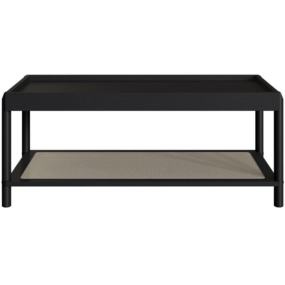 Mesa De Centro Para Sala De Estar Pés Madeira Moss A03 Nero Preto