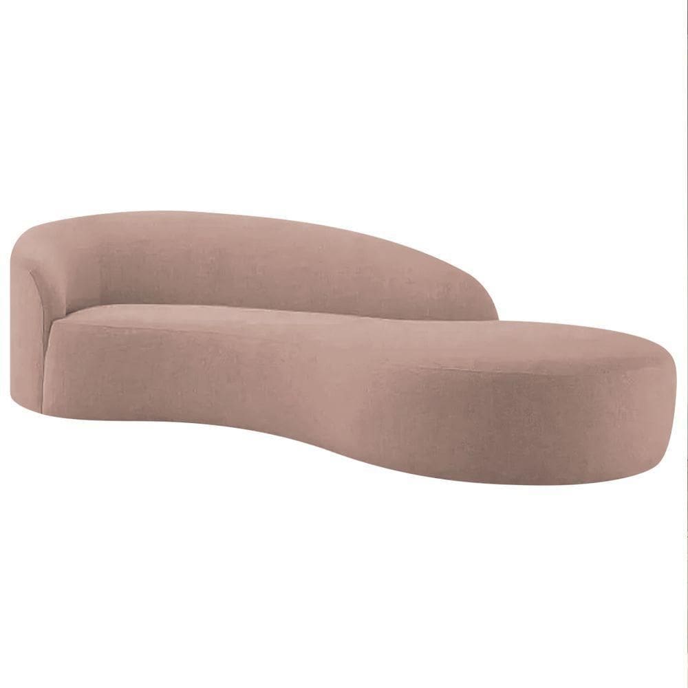 Divã Recamier Orgânico França 200cm Lado Direito Linho - Adj Decor Cor Rosê