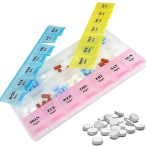 Porta Comprimido Caixa 21 Divisorias Organizador De Remedios Capsula Suplemento Estojo De Bolsa