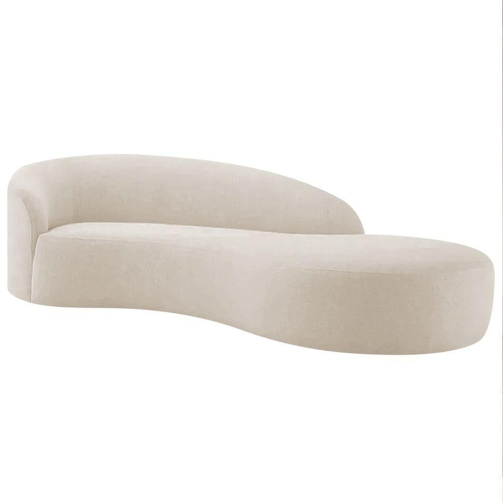 Divã Recamier Orgânico França 180cm Lado Direito Linho - Adj Decor Cor Rosê