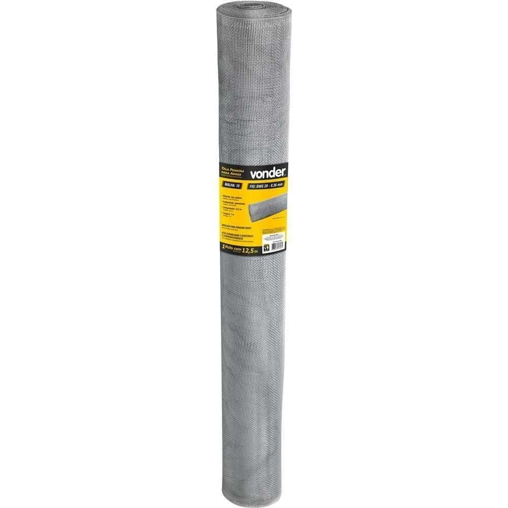 Tela Peneira Para Arroz 1,0x12,5 Metros Malha 10 Fio 28 Vonder
