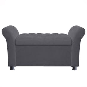 Recamier Baú Sapateira Louis 140x Suede Cinza - Majú Deor