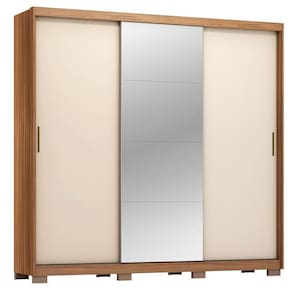 Guarda Roupa Casal 3 Portas 4 Gavetas 5 Prateleiras Com Pés E Espelho Dalila Amendola Touch/off White - Demóbile