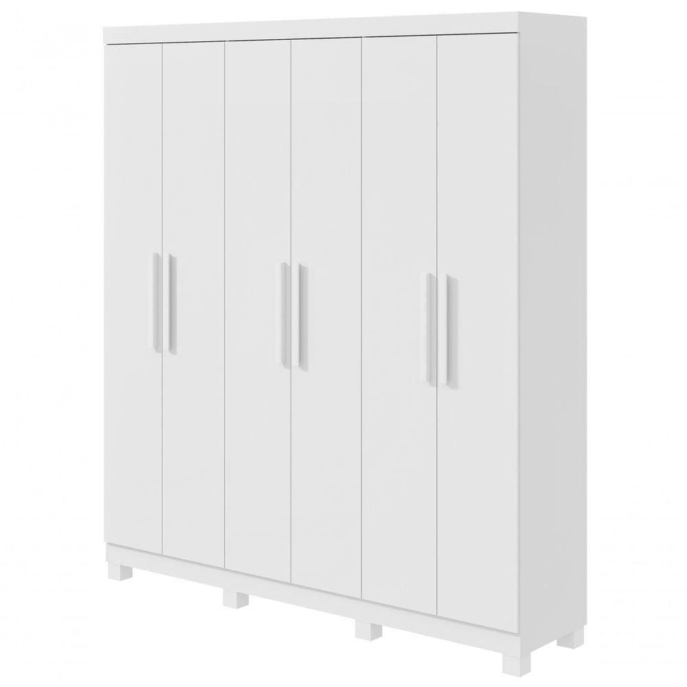 Guarda-roupas Casal 6 Portas 3 Gavetas Jazz Com Pés Sem Espelho Branco