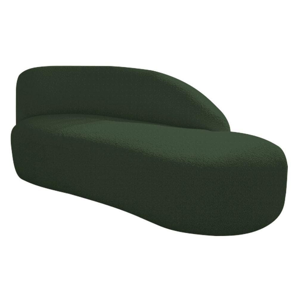 Divã Recamier Curvo Luna 140cm Lado Direito Linho - Doce Sonho Móveis Cor Verde