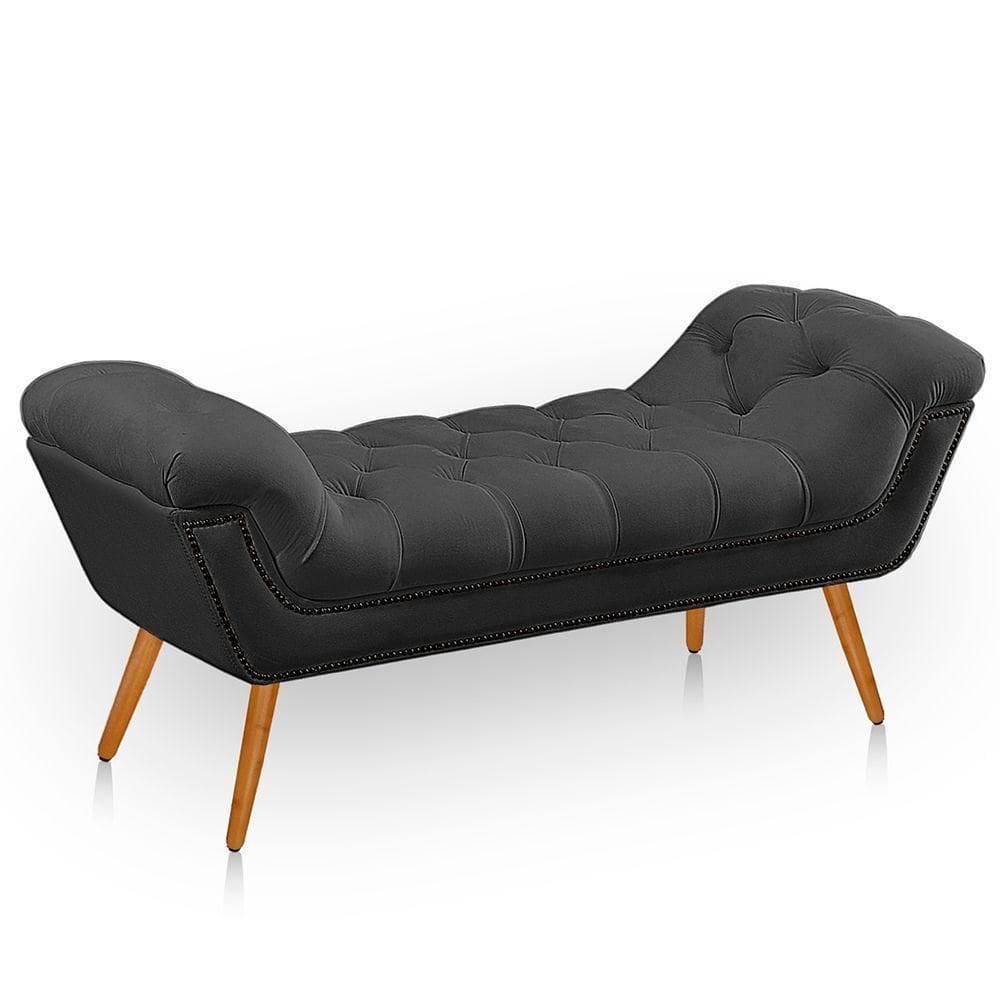 Recamier Estofada Casal King Size Ayla Veludo Cor Cinza Chumbo