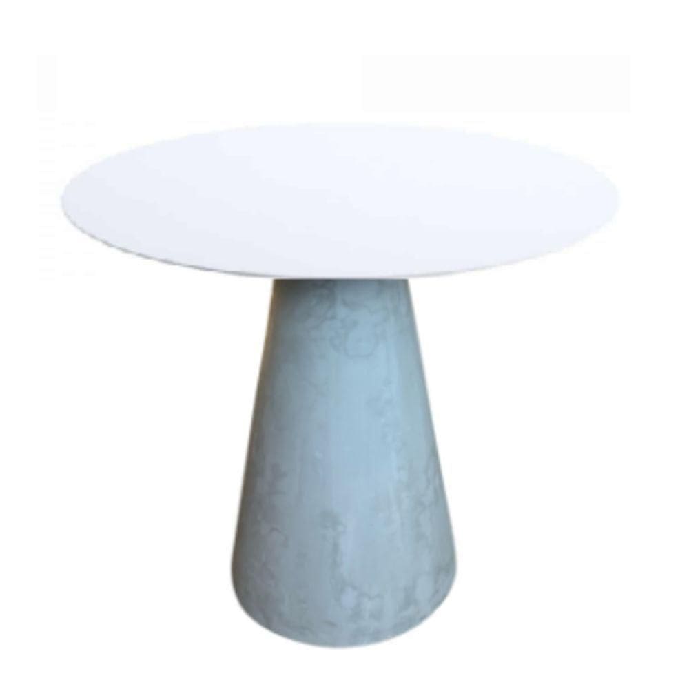 Mesa Lateral Cone Cimento Rústico Tampo Laqueado 41 Cm Branco
