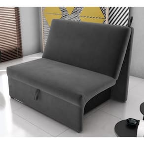 Sofá Cama 2 Lugares Ivan Suede Cinza
