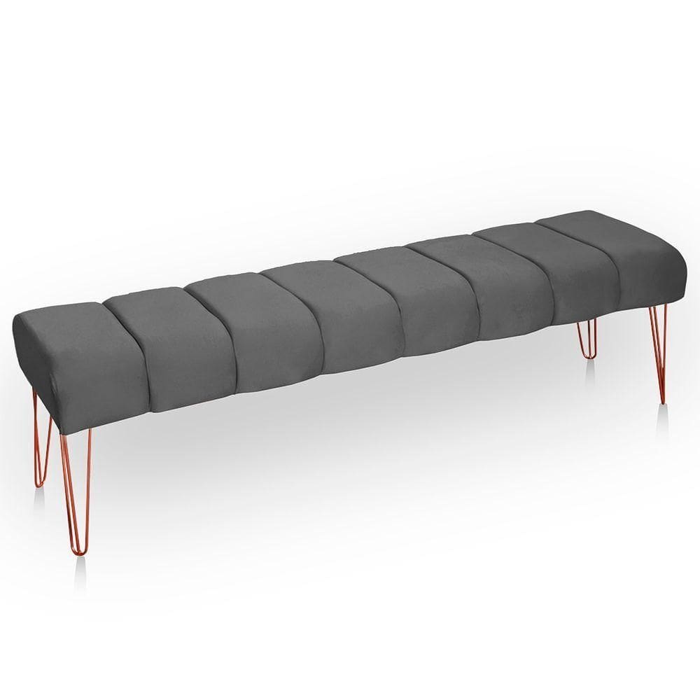 Recamier Estofada Casal Queen Luxo Veludo Cor Cinza Chumbo