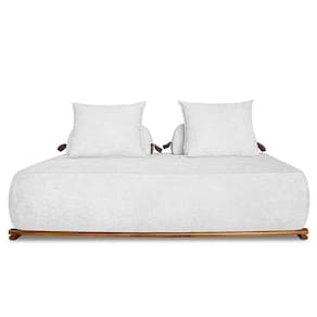 Sofá 2 Lugares 180cm Ilha Base Madeira Viero S06 Bouclê Branco - Mpozenato