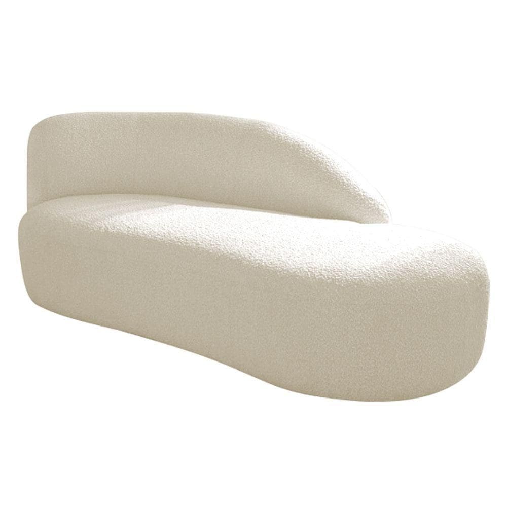Divã Recamier Curvo Luna 185cm Lado Direito Linho - Doce Sonho Móveis Cor Bege