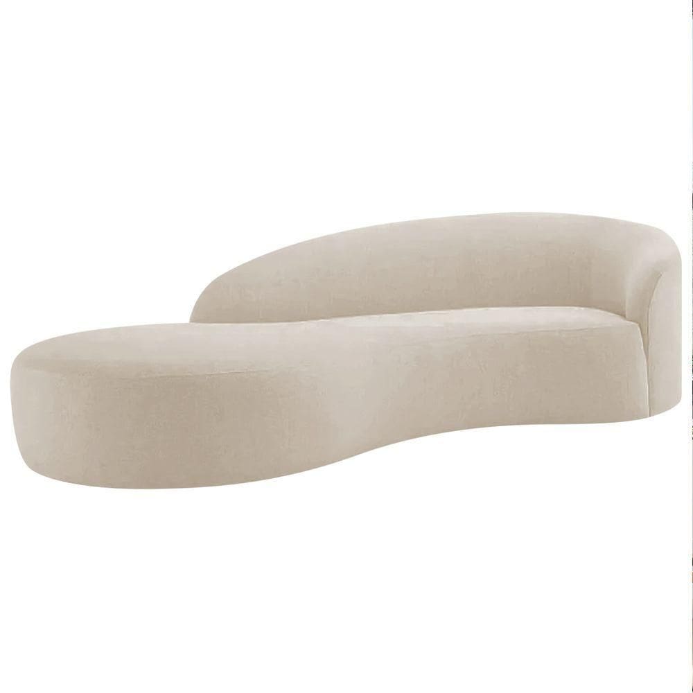 Divã Recamier Orgânico França 200cm Lado Esquerdo Linho - Adj Decor Cor Rosê