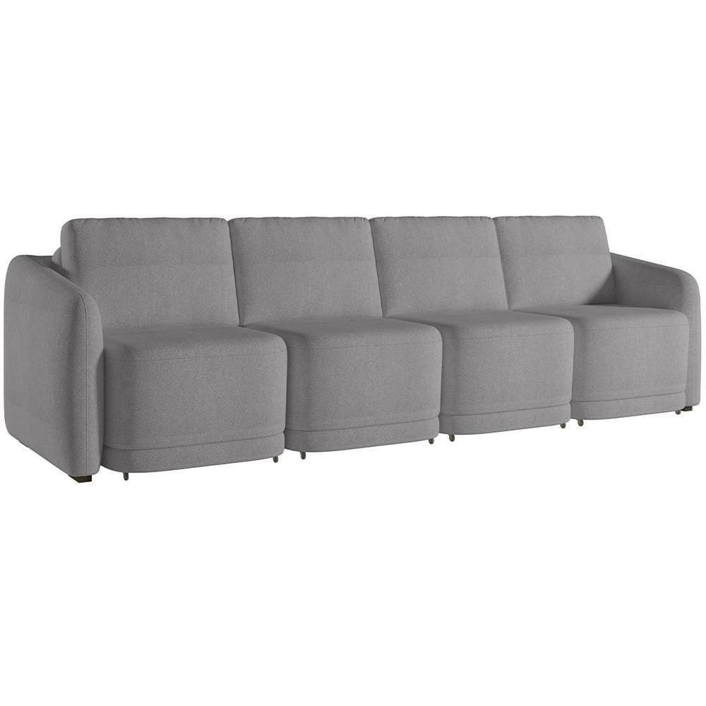Sofá Cama Para Sala De Estar 4 Lugares 356cm Montserrat K01 Bouclê Cinza - Lyam Decor