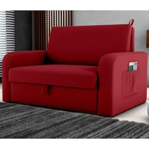 Sofá Cama Com Baú 2 Lugares Harry Veludo Maserati Vermelho