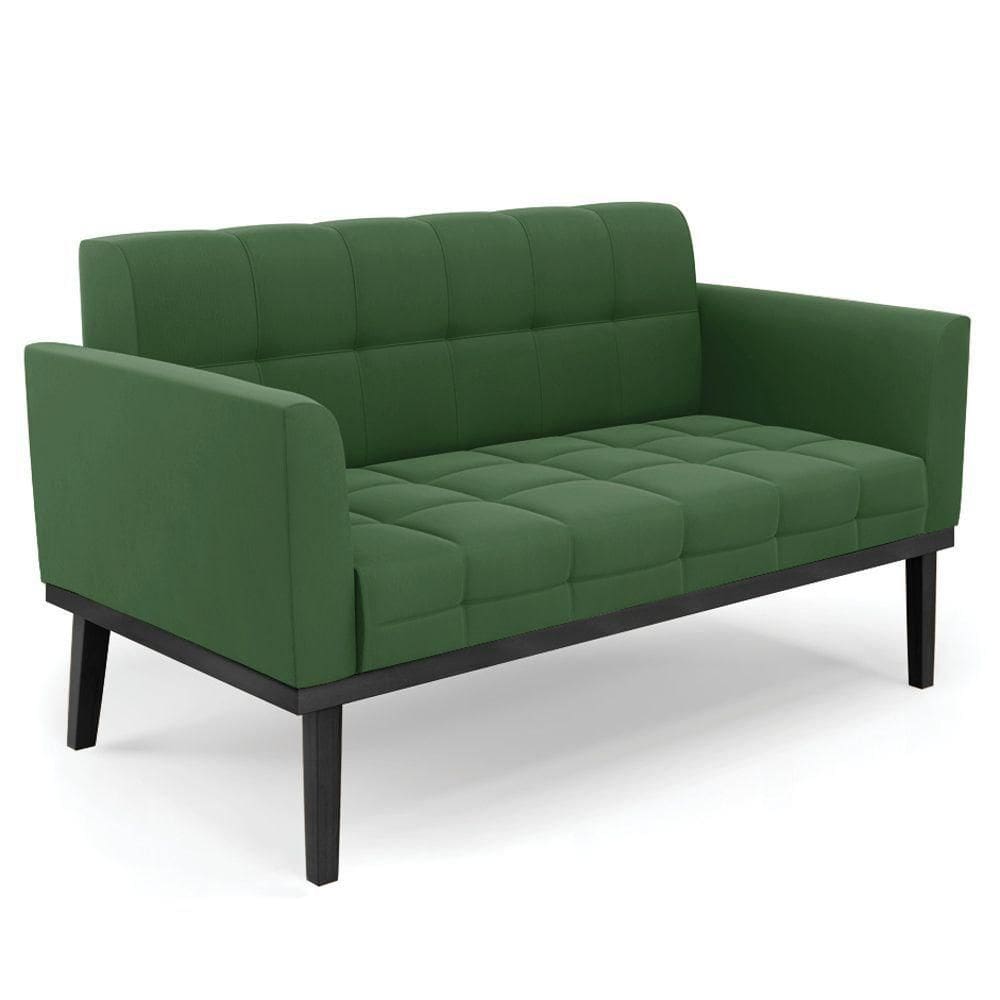 Sofá Namoradeira Base Madeira Preto Ana Suede Verde