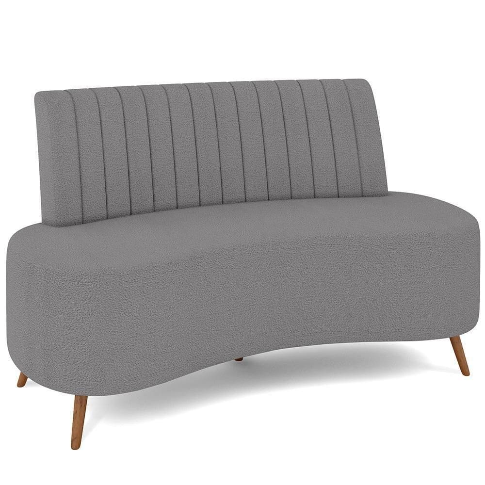 Sofá Chaise Living 2 Lugares 160cm Para Sala Cayman K01 Bouclê Cinza