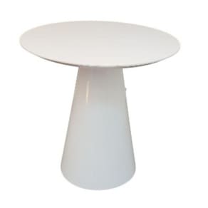 Mesa Lateral Cone Redonda 41 Cm Tampo Laca Branca Base Branca Cor Branco
