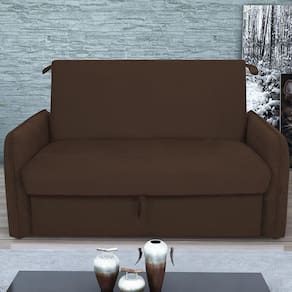 Sofá Cama 2 Lugares Com Baú Fabian Suede Marrom