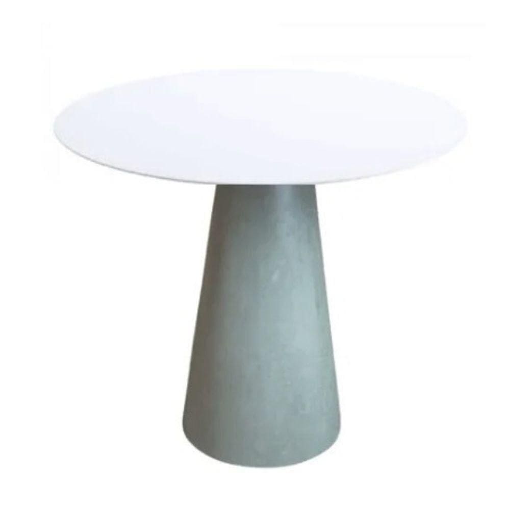 Mesa De Apoio Cone Cimento Queimado - Tampo Laqueado 60 Cm Altura 60 Cm Cor Branco