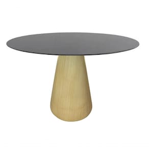 Mesa De Jantar Cone 110cm Base Madeira Tampo Laqueado Preto