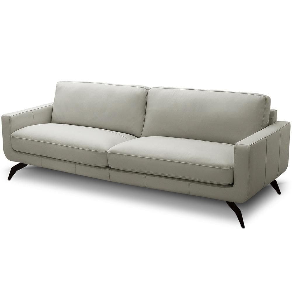 Sofá 3 Lugares Para Sala De Estar Living Industrial 270cm Trento L06 Couro Pérola - Lyam Decor