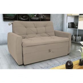 Sofá Cama Meg 2 Lugares Suede Bege Matrix
