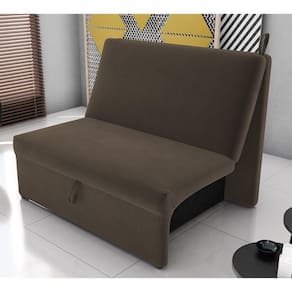 Sofá Cama Para Descanso Alice Suede Cappuccino