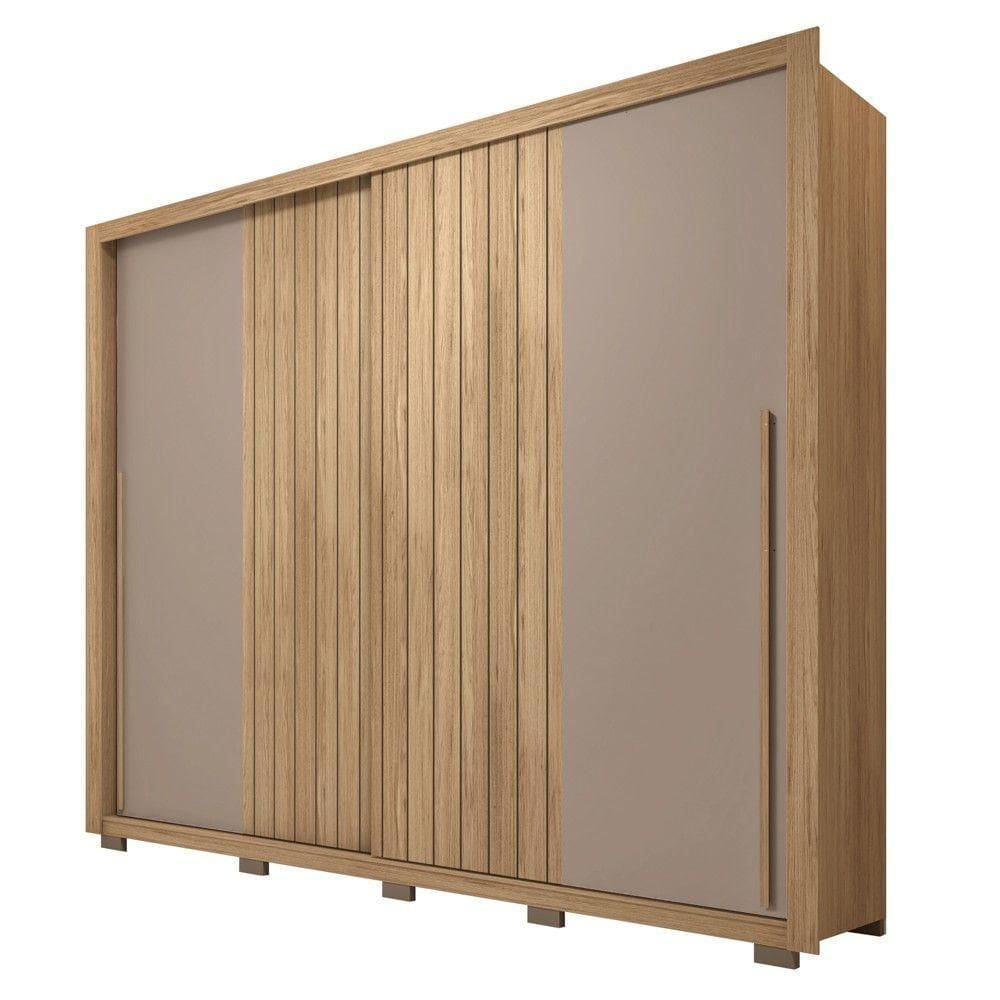 Guarda Roupa Casal 2 Portas De Correr Ripado 245cm Moviment Buriti Fendi Caemmun