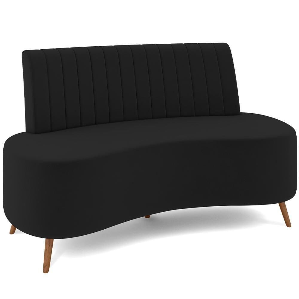 Sofá Chaise Living 2 Lugares 135cm Para Sala Cayman K01 Veludo Preto