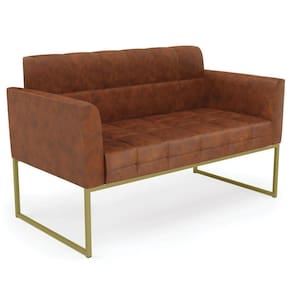 Sofá Namoradeira Base Industrial Dourado Ana Sintético Pu Branco - Ibiza